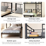 CXRCY Heavy Duty Triple Bunk Bed, Twin Over Twin Over Twin with Guardrails, Inclined Ladder & Storage, Detachable Metal Bunk Bed for 3, Converts to 3 Separate Twin Beds CXRCY