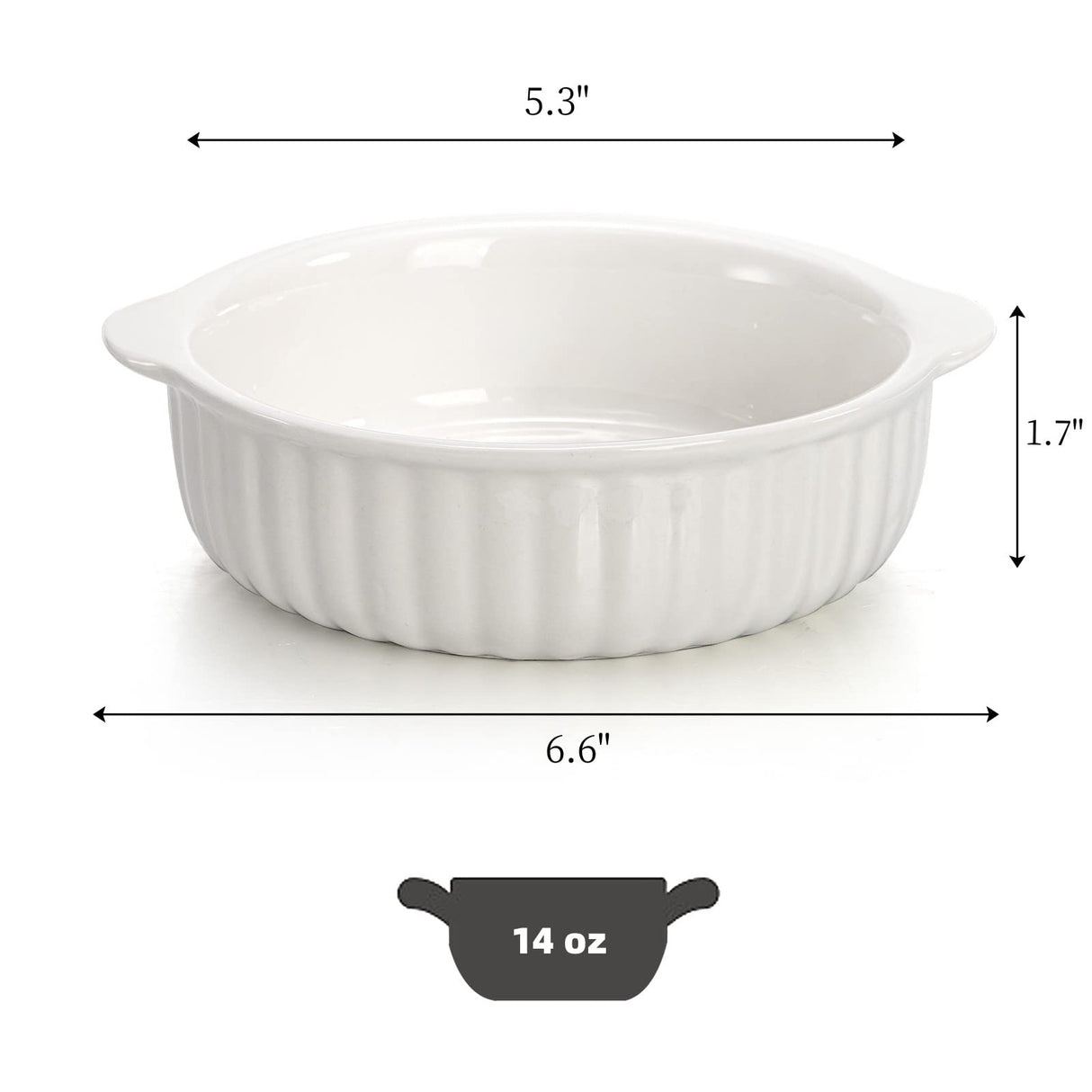 Mezchi 6 Pack Porcelain Ramekins with Handles, 14 Oz Ceramic Creme Brulee Souffle Baking Dishes Bowl, French Onion Soup Bowls for Ramen, Stew, Lava Cakes, Dishwasher, Oven, Microwave Safe, White Mezchi