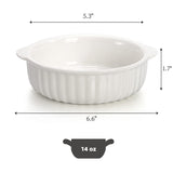 Mezchi 6 Pack Porcelain Ramekins with Handles, 14 Oz Ceramic Creme Brulee Souffle Baking Dishes Bowl, French Onion Soup Bowls for Ramen, Stew, Lava Cakes, Dishwasher, Oven, Microwave Safe, White Mezchi