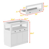 TAMUNE Armoire Bedroom Island Wardrobe Closet Island with Glass Drawer & 3 Doors, Island Glass Dresser Closet Island for Bedroom Cloakroom Store White (39.3”W x 19.6”W x 39.3”H) TAMUNE