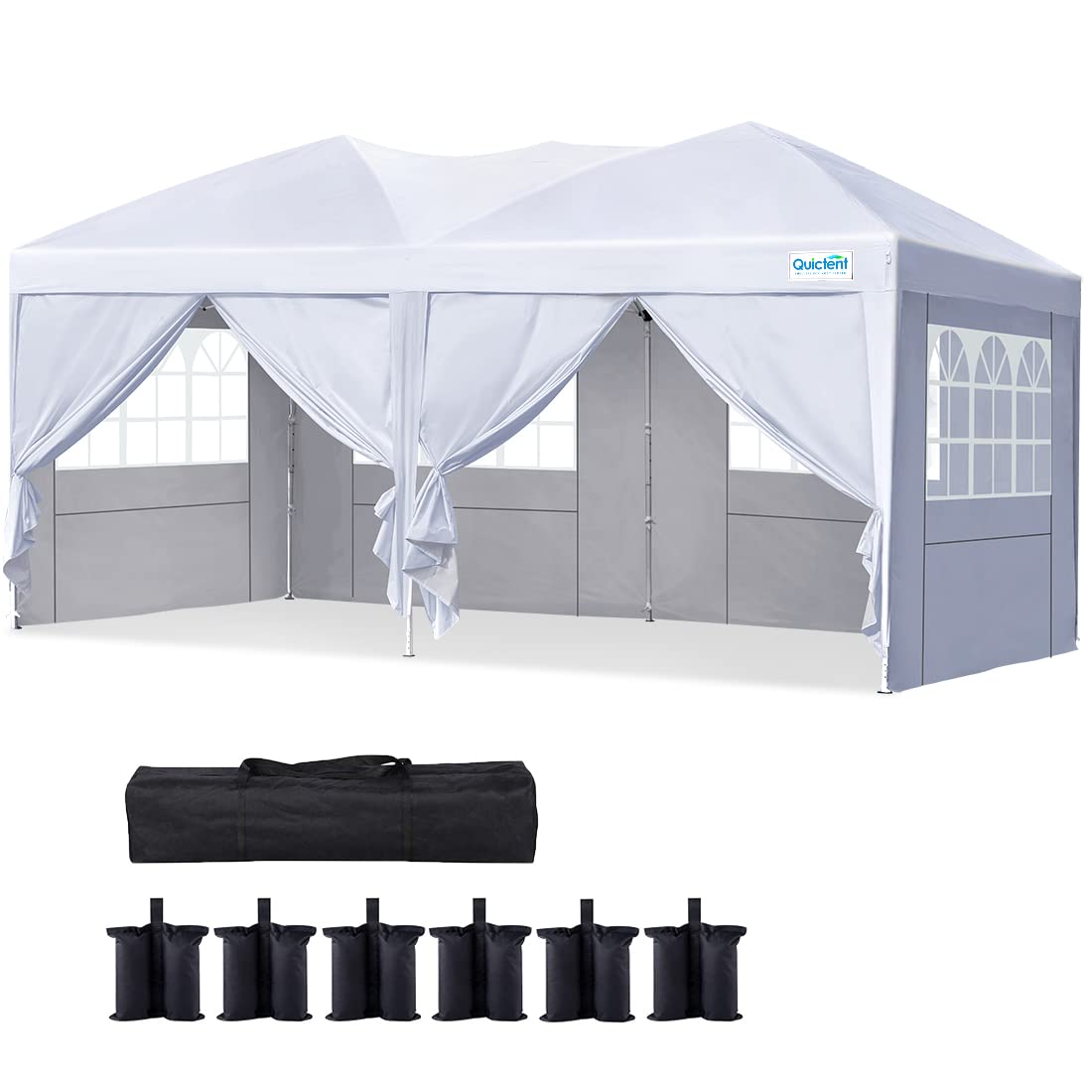 Quictent 10x20 ft Ez Pop up Canopy Tent Instant Shelter Party Tent Outdoor Event Gazebo Waterproof with 6 Sand Bags