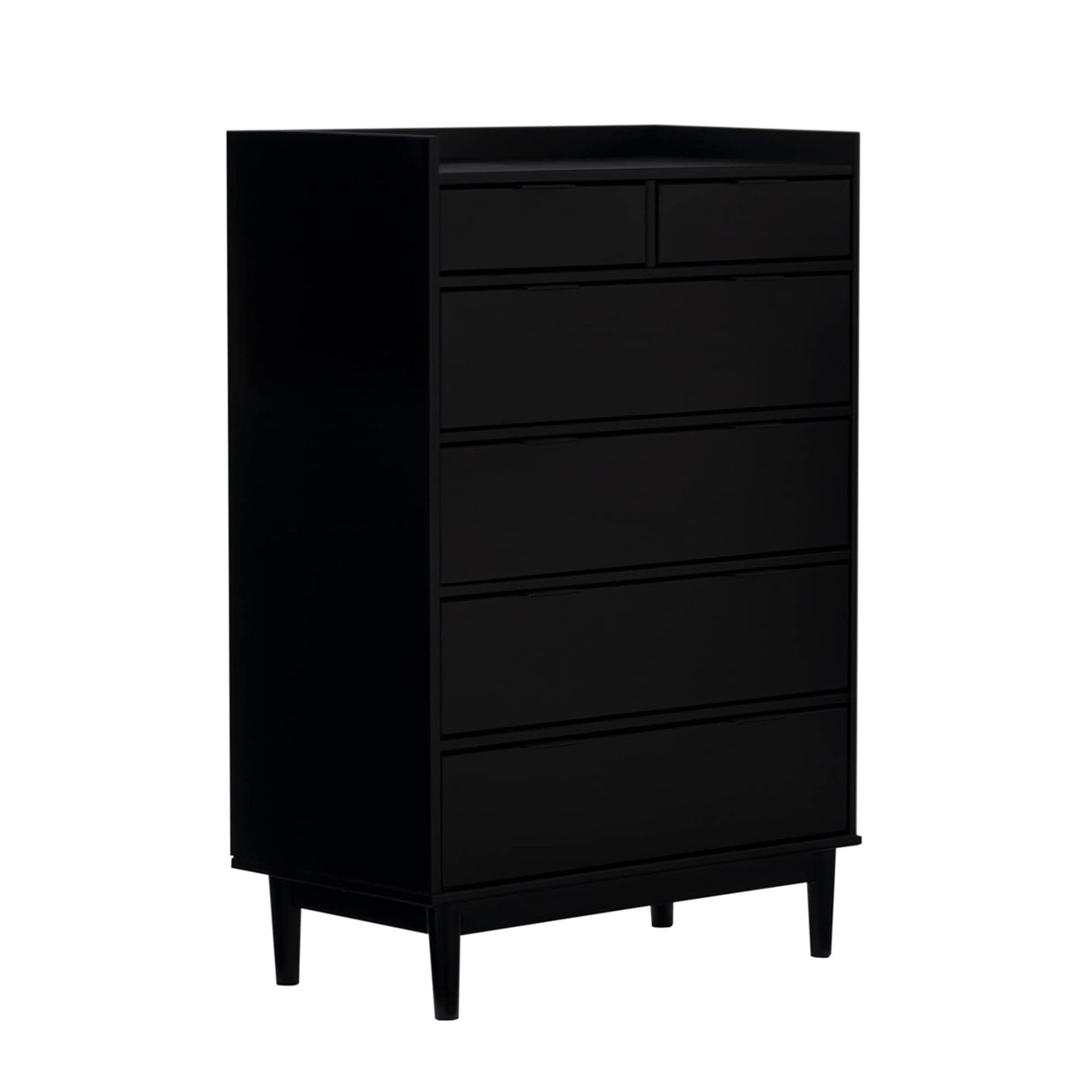 Walker Edison Blythe Mid-Century Modern Tray-Top Solid Wood 6-Drawer Dresser, 30 Inch, Black Walker Edison