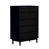 Walker Edison Blythe Mid-Century Modern Tray-Top Solid Wood 6-Drawer Dresser, 30 Inch, Black Walker Edison