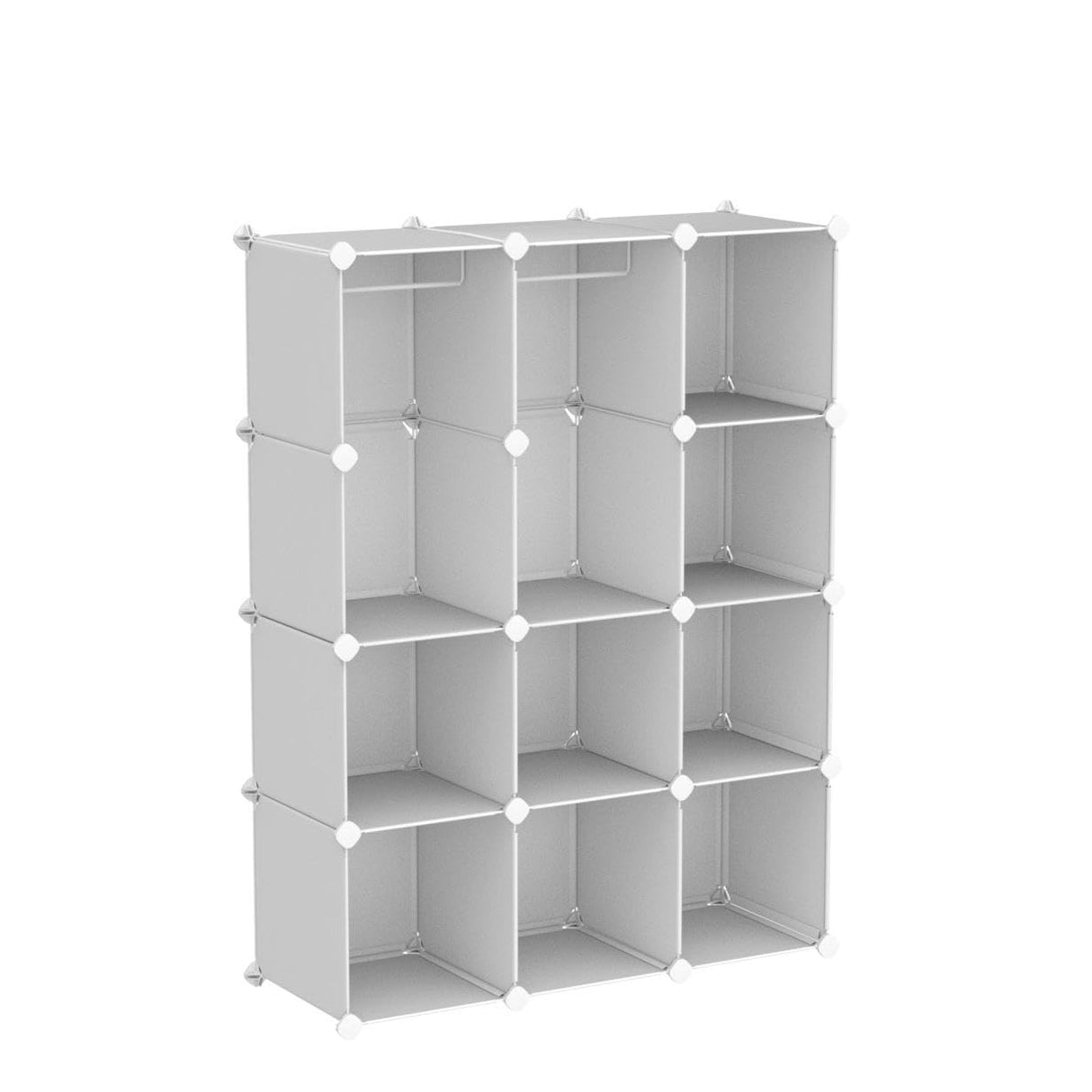 VIPZONE Baby Closet,Dresser, Kids Closet Organizers, Portable Kids Wardrobe for Closet, Bedroom, Nursery, Cubby, Cabinet, Clothes, Dress, Baby Storage Shelf, Armoire Clothes Hanging (12 Cube, White) VIPZONE
