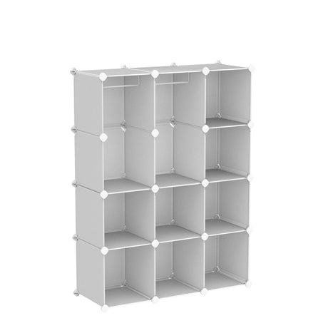 VIPZONE Baby Closet,Dresser, Kids Closet Organizers, Portable Kids Wardrobe for Closet, Bedroom, Nursery, Cubby, Cabinet, Clothes, Dress, Baby Storage Shelf, Armoire Clothes Hanging (12 Cube, White) VIPZONE
