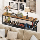 Asgolion Console Table, Narrow Sofa Table, 47.2" Behind Couch Table with Power Station, Entrance Table, for Living Room, Hallway, Entryway, Foyer, Rustic Brown Asgolion