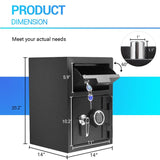 Greenvelly 80LBS Depository Safe with Drop Slot, 2.6 Cub Anti-Theft Cash Drop Safe with Electronic Lock for Home, Fire Proof Heavy-Duty Drop Box Waterproof, Depository Safe Box for Office Hotel 2 Keys Greenvelly