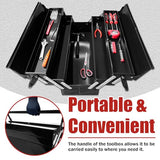 YATOINTO Metal Cantilever Tool Box, 21" Fold Out Steel Tool Box with Handle 3-Tier 5 Tray, Portable Metal Tool Storage Box Organizers for Home Studio Auto Repair Factory YATOINTO