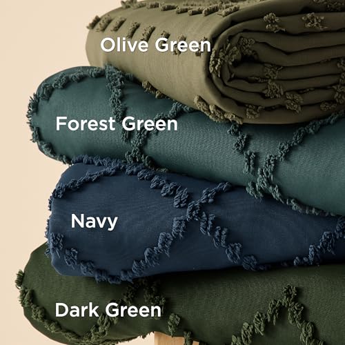 Bedsure Boho Twin Duvet Cover Size - Dark Green Breathable & Soft Boho Bedding, Machine Washable Comforter Cover for All Seasons, Includes 1 Duvet Cover 68"x90" with 1 Pillow Sham & Zipper Closure Bedsure