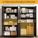 Kitchen Pantry Cabinet,71” Metal Tall Pantry Storage Cabinet with Doors and 4 Adjustable Shelves,Kitchen Storage Cabinets Black Freestanding Food Cabinet for Pantries, Kitchen, Livingroom, Dining Room BESFUR