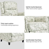 Blissabod Pushback Recliner Chairs Set of 2, Green Pattern Wingback Recliner Chair in Fabric, Upholstered Push Back Armchair Recliner, Single Sofa with Trim Wood Legs for Living Room (Rococo Green)