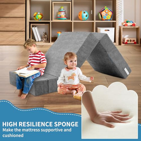 NAIZEA Kids Folding Sofa Bed- Floor Mattress for Kids, Fold Up Sofa Futon Beds, Child Foldable Mattress Floor Bed Folding Couch Trifold Mattresses for Playroom NAIZEA
