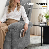 Korser Recliner Chair, Living Room Recliner Chairs for Adults, Small Recliners for Small Spaces, Upholstered Manual Recliner with Side Pockets, Modern Nursery Chair for Living Room, Chenille, Grey