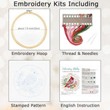 Louise Maelys Red Cardinal Bird Embroidery Kit for Beginners - Floral Hand Stamped DIY Embroidery Kits with Hoop, Threads & Needles - Easy Cross Stitch Starter Set for Adults