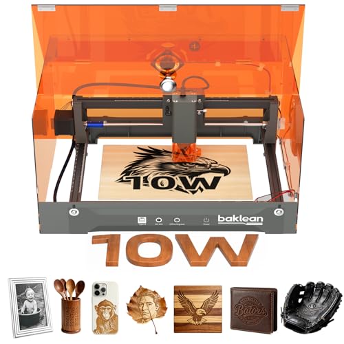 Laser Engraving Machine 10W 10000mW L2 Pre-Assembled Desktop Laser Engraver Cutter ±0.01mm High-Precision Wireless APP Supported for DIY Metal Wood Acrylic Leather Glass Fiber(Class 1) (10w Enclosure) baklean