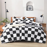 Andency Checkered Comforter Twin(66x90Inch), Black White Plaid Gingham Bed Set for Teen Boys Kids, Lightweight Microfiber Geometric Preppy Bedding, 2 Pieces Andency