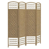 HOMCOM 3 Panel Room Divider, Folding Privacy Screen, 5.6' Room Separator, Wave Fiber Freestanding Partition Wall Divider, Natural HOMCOM