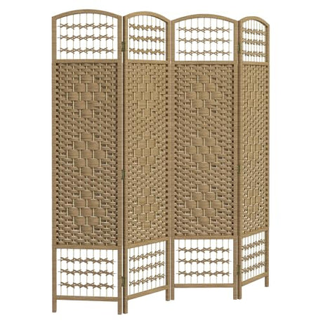 HOMCOM 3 Panel Room Divider, Folding Privacy Screen, 5.6' Room Separator, Wave Fiber Freestanding Partition Wall Divider, Natural HOMCOM