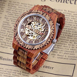 Dentily Automatic Movement Wooden Watch Skeleton Wood Watch Self-Winding Watches for Men Dentily