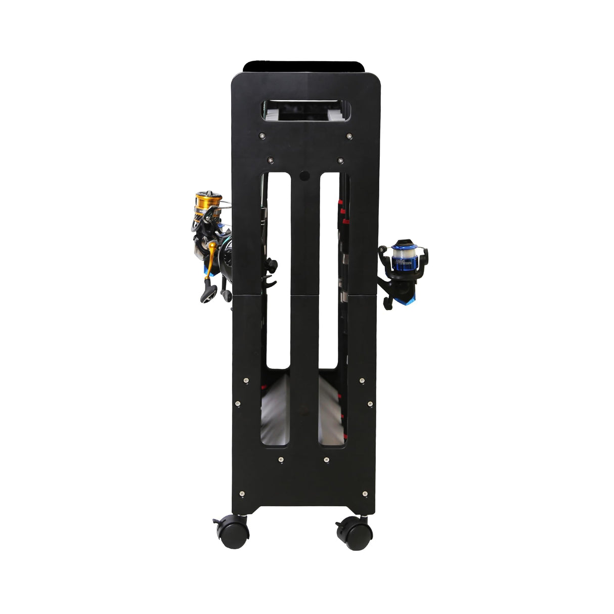 JOYWAVE Fishing Rod Holder,Fishing Pole Holders for Garage,Plastic Fishing Rod Rack,16-Slots,Portable Wheels JOYWAVE