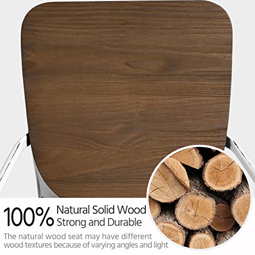 Yaheetech Set of 4 Metal Dining Chairs with Wood Seat Metal Side Chairs Kitchen Chairs with Back Bistro Café Trattoria Kitchen, Distressed White Yaheetech