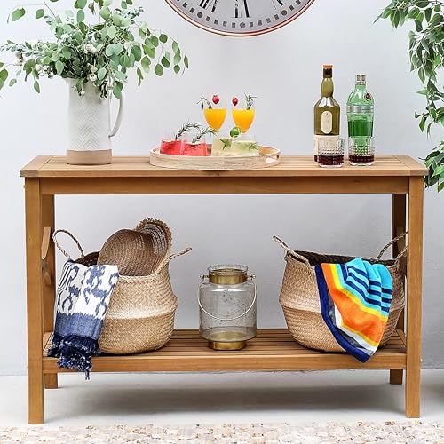 Cambridge Casual Chester Teak Wood Outdoor Console Table – Durable Accent Table for Patio, Deck, Porch and Garden - Perfect for Displaying Plants, Décor, Beverage and Other Outdoor Essential Cambridge Casual