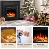 R.W.FLAME Electric Fireplace Mantel Wooden Surround Firebox, 36" Black TV Stand with Freestanding Electric Fireplace,Remote Control, Adjustable Led Flame, 750W/1500w R.W.FLAME