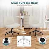 OLIXIS Criss Cross Chair with Wheels Wide Cross Legged Office Desk Vanity Chair Comfy Fabric Armless Adjustable Swivel for Home Computer Task Fabric Beige OLIXIS
