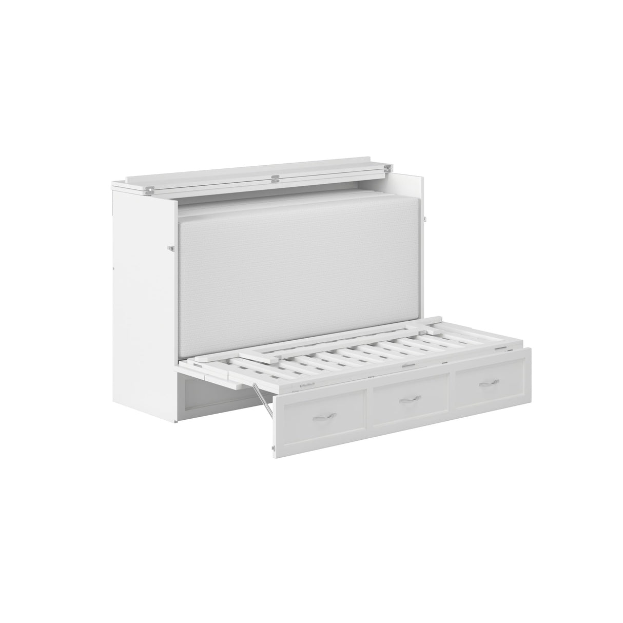 AFI, Northfield Queen Murphy Bed Chest with Mattress, Storage Drawer and Built-in USB Charger, White AFI