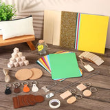 Dunzoom 96 Pcs Laser Material Explore Kit Laser Engraving Material for Laser Crafting, 18 Kinds Laser Engraving Accessories Includes Leather, Acrylic, Basswood, Metal, Wood Materials Dunzoom