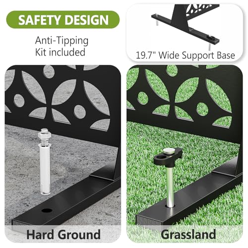 Outdoor Metal Privacy Screen with Stand 72" H x 46" W Freestanding Decorative Privacy Fence and Garden Divider, Portable Divider Screens for Deck Patio Balcony Garden Outdoor & Indoor (Cross Shaped) pozdeg