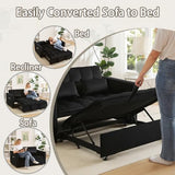 SUNPOKUILN 70" 3-in-1 Velvet Sleeper Sofa Bed, Convertible Pull Out Couch w/Adjustable Back, Armrests & Storage. Modern Black Futon for Living Room, Bedroom, Small Space - 2 Pillows Included Black SUNPOKUILN