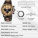 BOBO BIRD Wooden Mens Watches Large Size Stylish Wood & Stainless Steel Combined Chronograph Military Quartz Watch (Balck Wood Band) BOBO BIRD
