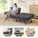 Opoiar Futon Sofa Bed Convertible Memory Foam Couch Bed, Modern Sleeper Sofa with Adjustable Armrests&Backrests, Christmas Futon Sets for Compact Living Spaces Office Dorm Bonus Room,Grey Opoiar