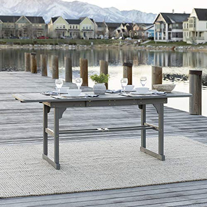 Walker Edison Maui Modern Solid Acacia Wood Slatted Patio Dining Table, 78 Inch, Grey Wash - WoodArtSupply