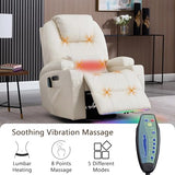 Dual Motor Power Swivel Rocker Recliner Chair with Heat and Massage,Electric Glider Rocking Chairs for Nursery,Theater Seating with LED Lights, USB A/USB C Ports for Living Room (1, Beige)