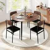 Giantex 5-Piece Dining Table Set for 4, 43.5" Round Kitchen Table and 4 Upholstered Dining Chairs with Drop Leaf Tabletop, Sturdy Metal Frame, Space Saving Farmhouse Dinette Set for Dinette Dinner Giantex