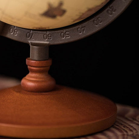 CALIDAKA Geographic Globes, Antique Globe with A Wood Base, Vintage Decorative Political Desktop World for School, Home, and Office, 8.7" x 5.5" CALIDAKA