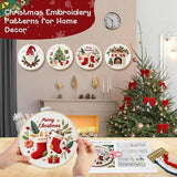QCCTPUU 4 Sets Christmas Embroidery Kits, Beginner Embroidery Kit for Adults, Cross Stitch Kits for Beginners with Hand Embroidery Tools(Instructions, Needles, Threads