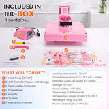 Whubefy Heat Press 15x15 Slide Out, Industrial-Quality Clamshell Sublimation Heat Transfer Machine with 5 DTF Transfer Sheets, Digital Heat Press Machine for T Shirts/Bags/Pillows/Mouse Pad (Pink) Whubefy