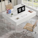 Tribesigns Computer Desk with 2 Drawers, Home Office Desk with Acrylic Legs, Modern White Desk with Storage, Makeup Vanity Desk for Bedroom Tribesigns