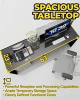 Gguileb Black Reception Desk with Counter, Solid Wood Front Desk Reception Counter with Lockable Drawer & Cable Grommet, Retail Checkout for Beauty Salon, Office, Shop, Left, 63”
