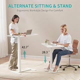 GallopFun Rolling Teacher Standing Desk with Hidden Wheels,Pneumatic Mobile Laptop Table Height Adjustable Small Sit Standing Desk for Home Office,White GallopFun