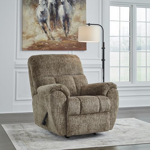 Signature Design by Ashley Rampant Casual Manual Rocker Recliner with Pillow-Top Arms, Light Brown Signature Design by Ashley