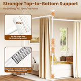 BONPALLY Room Divider Curtain Rod for Wide Space Room Separation, 28-171inch(W) 4-10ft(H) Adjustable No Drilling Tension Curtain Rods, Heavy Duty Temporary Privacy Wall Divider, White Bonpally