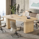 Tribesigns 63" Executive Desk, Modern Executive Office Desk with Thickened Desktop and Heavy-Duty Legs, Wood Writing Workstation Study Table Conference Table for Office, Natural Tribesigns