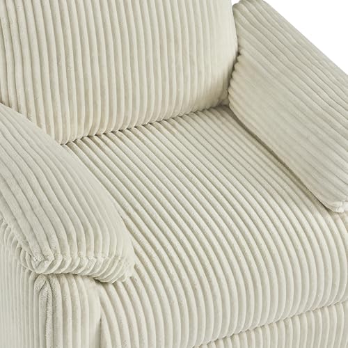 KISLOT Swivel Rocker Recliner for Adults, Corduroy 360 Degree Swivel Glider Recliner Manual 3-Position Adjustable Easy Assembly for Small Space Living Room Nursery Bedroom