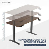 MOTIONGREY - Electric Motor Height Adjustable Standing Desk, Ergonomic Stand Up Desk, Adjustable Computer Sit Stand Desk Stand (Black + Black, 55 Inch) MOTIONGREY