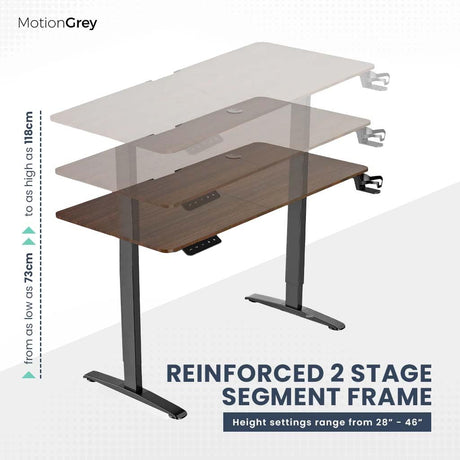 MOTIONGREY - Electric Motor Height Adjustable Standing Desk, Ergonomic Stand Up Desk, Adjustable Computer Sit Stand Desk Stand (Black + Black, 55 Inch) MOTIONGREY
