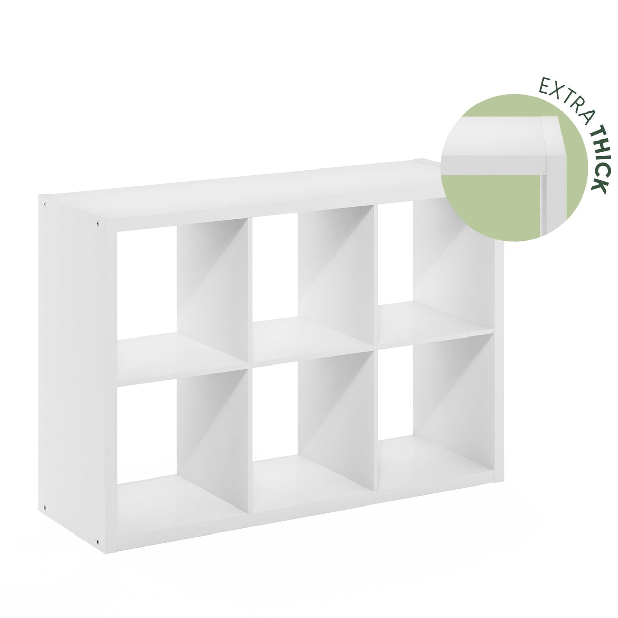 Furinno Cubicle Open Back Decorative Cube Storage Organizer, 6-Cube, White Furinno